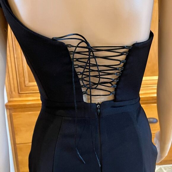 LIA STUBLLA Black One Shoulder High Slit Dress Size 0-2 XS NWT - Picture 7 of 12